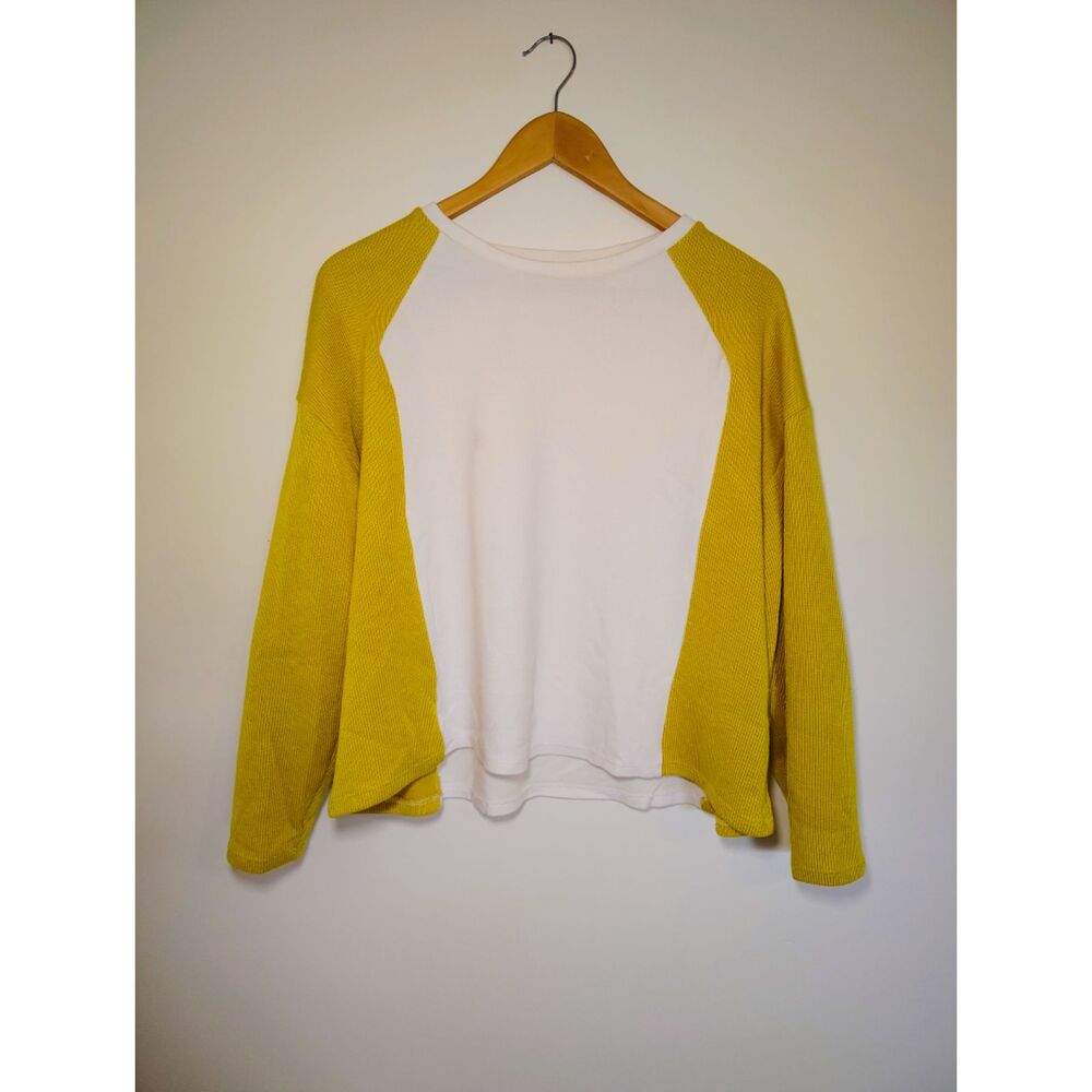 Zara Oversized Colorblock Raglan Sweater Cropped Indie Boho Y2K - Picture 2 of 7